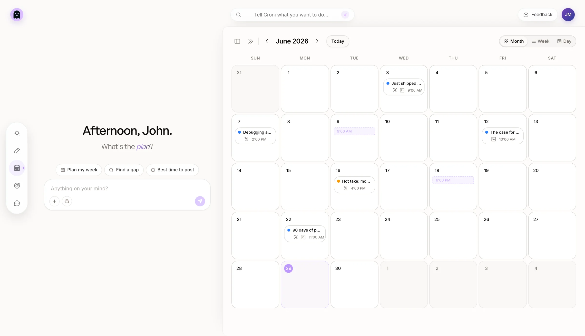 Croni AI — A Smarter Social Media Calendar