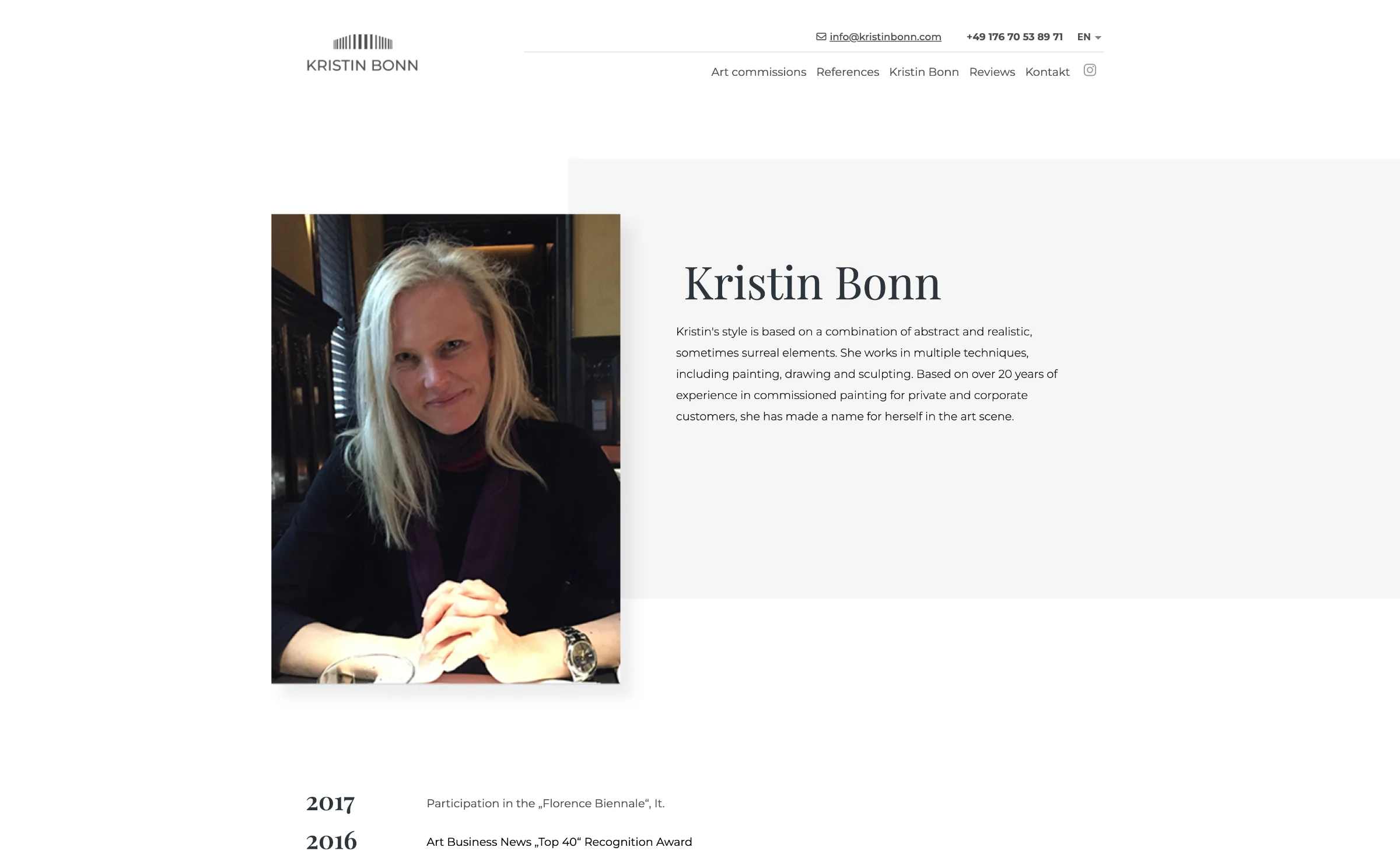 Kristin Bonn — Профіль професійного митця
